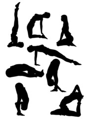 Yoga poses in silhoutte