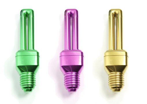 Bright coloured economical light bulbs