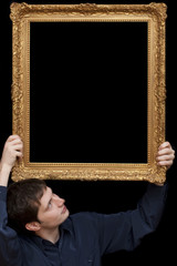 man with a frame