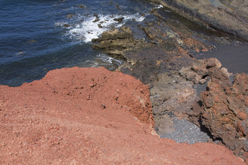 Lava caves on the coast of Lanzarote, Canary islands, Spain