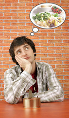 Student dreaming about real food