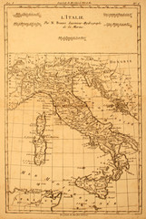Fototapeta na wymiar Antyczny mapa Włoch wydrukowane w 1780 roku.