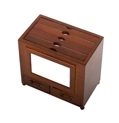 fancy wooden locker over white background