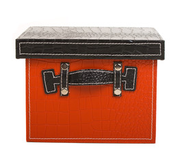fancy red leather box over white background