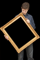man with a frame
