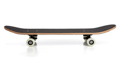 black skate board on a white background