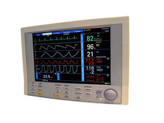 corona virus cardiovascular monitor test with signal patient diagram, heartbeat and pulse checkup,...