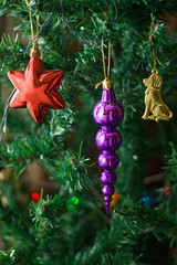 Christmas-tree decorations. Close up.