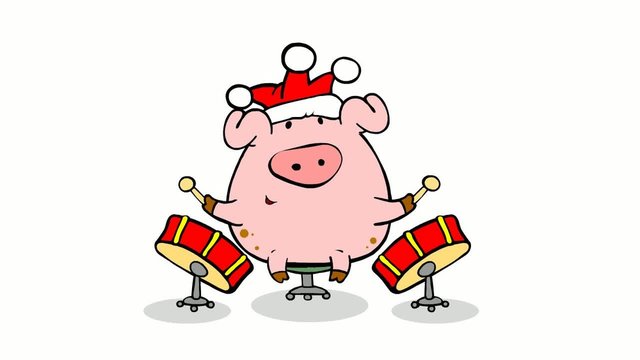 Piggy play drums while celebrating New Year
