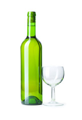 Bottle and glass isolated on the white