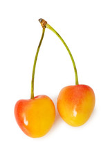 Cherries isolated on the white background