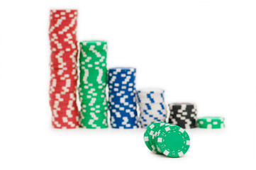 Casino chips isolated on the white