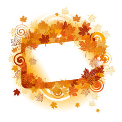 Autumn frame: maple leaf. Place for your text here.