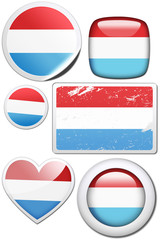 Set of stickers and buttons - Luxembourg