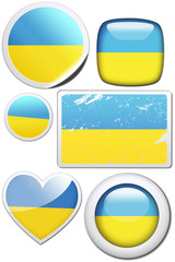 Set of stickers and buttons - Ukraine