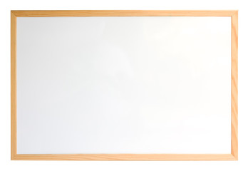 Fototapeta premium Whiteboard with wooden frame isolated over white
