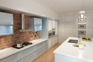 3d rendering a modern kitchen