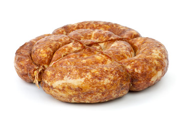 Grilled home-maded sausage isolated on the white background