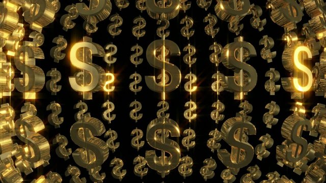 Gold dollar signs loop round