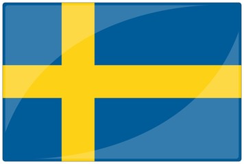 Naklejka premium drapeau glassy suède sweden flag