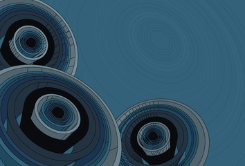 Abstract spiral shapes in 3D