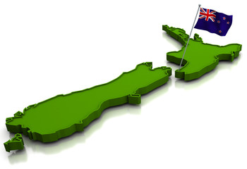 New Zealand - Map and Flag