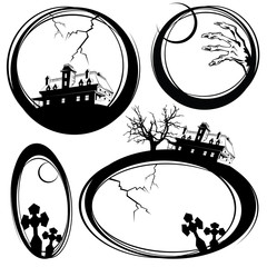 Fototapeta premium Set of sketches on a holiday theme halloween for design