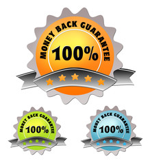 Colorful label of money back guarantee