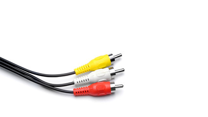 AV cable macro isolated on white