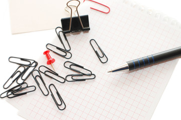 Various stationery isolated on white background