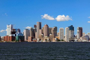 Fototapeta na wymiar Boston Skyline from Harbor