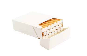 Pack of cigarettes isolated on white