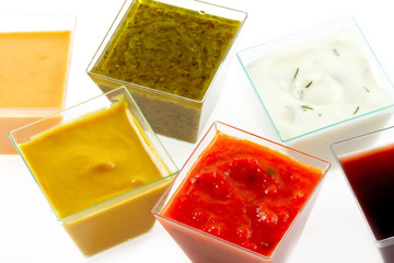 various type of colorful sauces