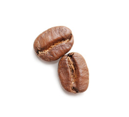 Isolated macro shot of coffee beans