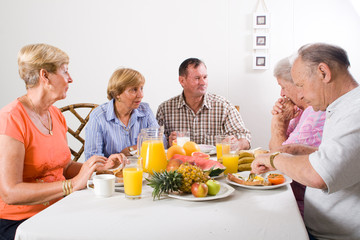 senior friends chatting