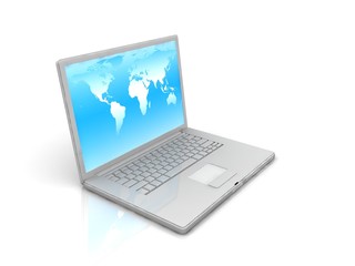 professional Laptop on white background with reflection