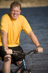 Obraz premium Man on bike close up