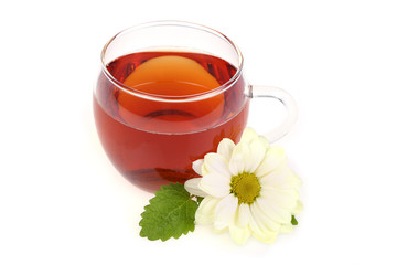 Tea cup on white background