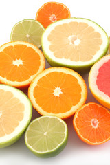 Naklejka na ściany i meble Citrus fruits - orange, grapefruit, lime, tangerine