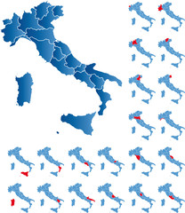italia 20 regioni - obrazy, fototapety, plakaty