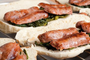Italian Sausages with fried Neapolitan Broccoli and Italian Sand