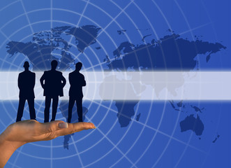 Business men silhouette on human hand © Bobboz