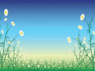 Vector background with flowers and space for text in the middle