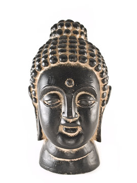 buddha head in black and gold