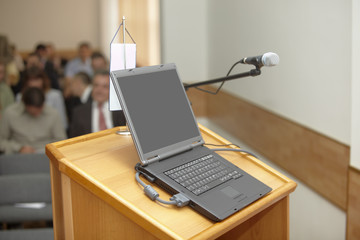 business conference laptop presentation