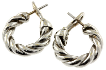 Naklejka premium boucles d'oreilles palmier créole or blanc, fond blanc
