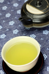 green tea and  teapot