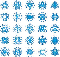 Set of 25 a six-rays crystal gradient snowflakes.