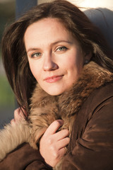 portrait of woman in fox coat