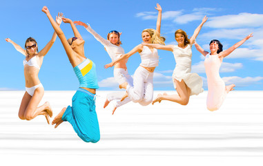 Naklejka premium Group of active people